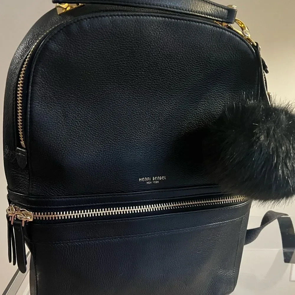 Henri Bendel Soho Backpack - Black - with Pom